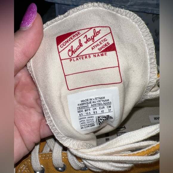 Converse mustard high tops sneakers women’s 10.5 men’s 8.5 - Picture 3 of 9